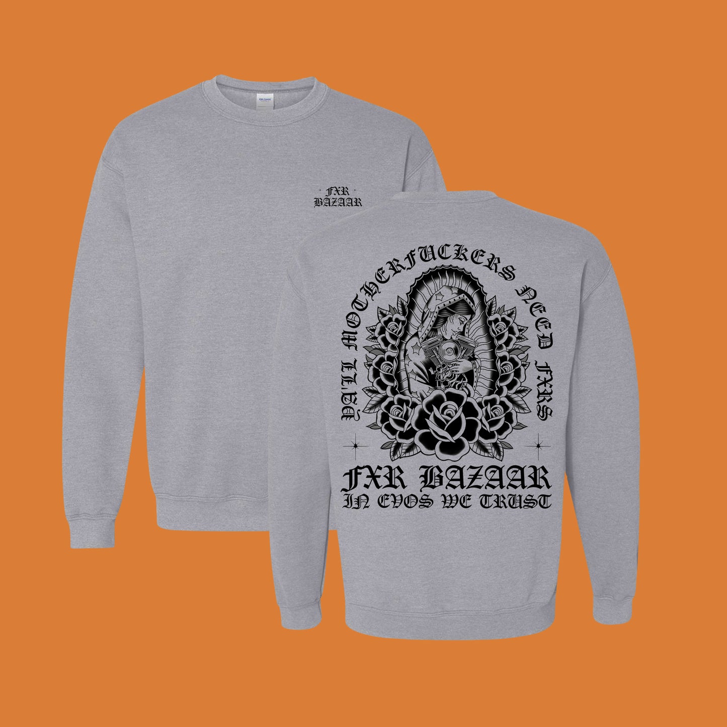 Evo Tombstone | FXR Bazaar Crewneck Pullover Sweatshirt (Gray)